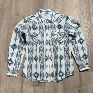 Stylish Blue and White Geometric Men's Shirt